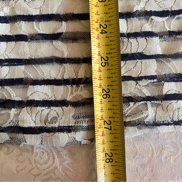 Vanity Sheer Lace Ruffled Tank Top White with Blue Stripes - Picture 10 of 12